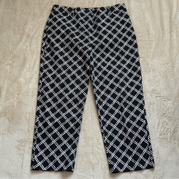 Jones New York Signature Black & White Pants Geometric Design Size 8 - Picture 2 of 8